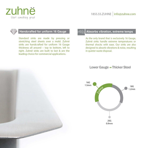 ZUHNE 16-Gauge Stainless Steel Undermount Kitchen Sink